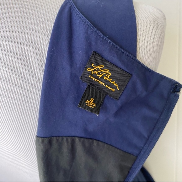 LL Bean Sz 6 Navy Blue Cotton Poplin Midi Sleeveless Pleated Dress Pockets - Picture 9 of 16